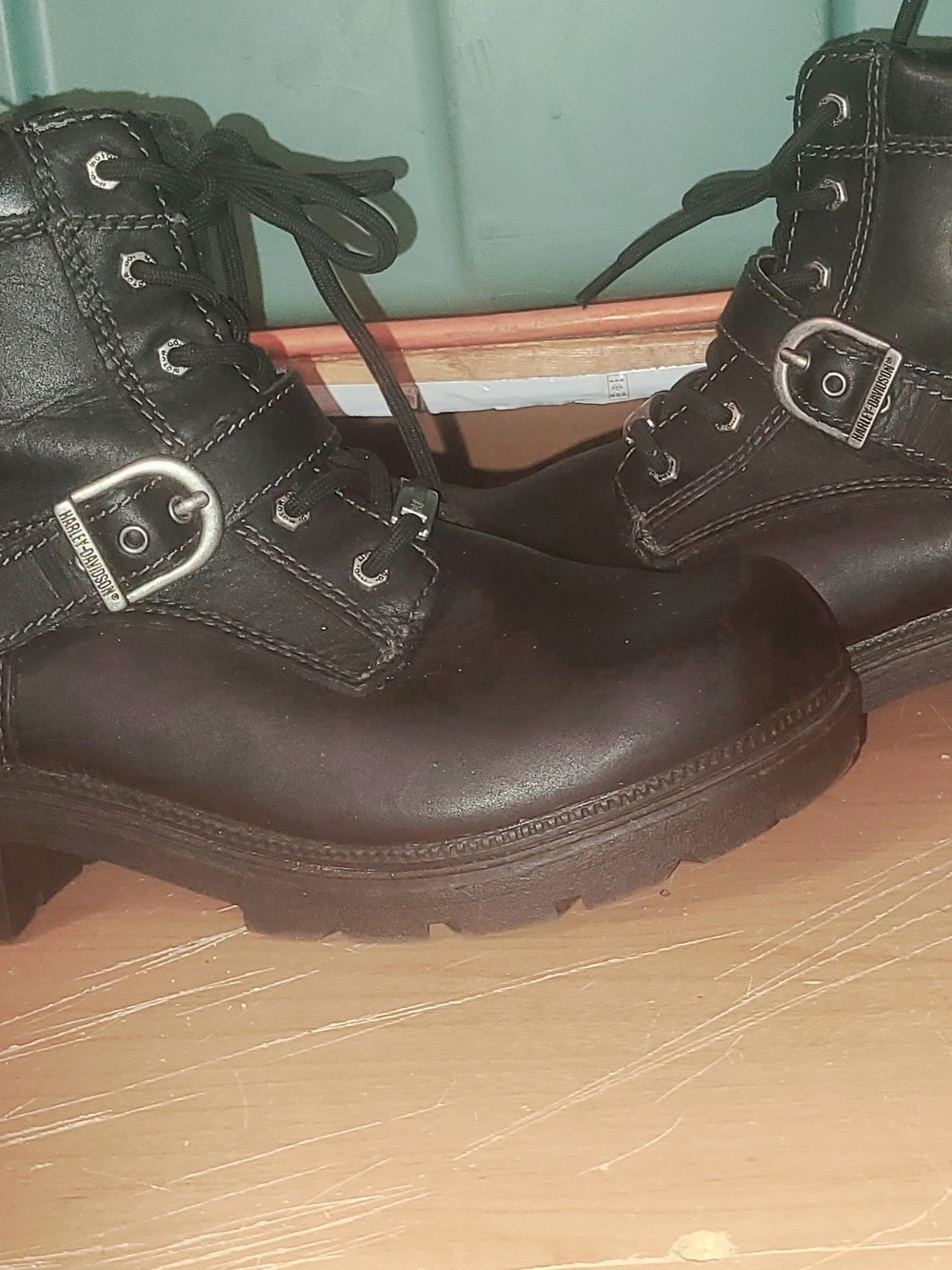 Harley-Davidson Women's Tegan Black Leather Lace Up Biker Boots Size 8.5M - Picture 4 of 8
